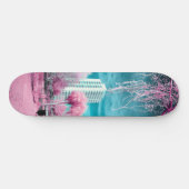 Roze palmboom persoonlijk skateboard (Horizontaal)
