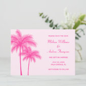 Roze Palmboom Save the Date Aankondiging (Staand voorkant)