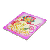 roze palmboom tegel tegeltje (Zijkant)