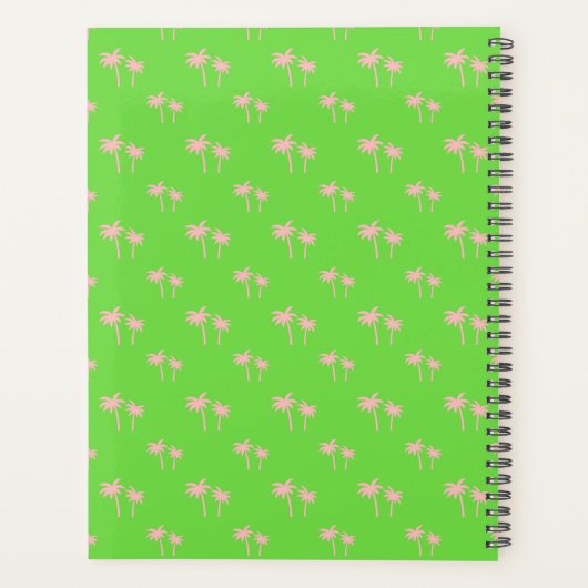 Roze Palmboom Thema Hardcover Spiraal Planner (Achterkant)