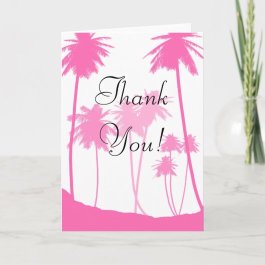 Roze Palmboom Tropisch Huwelijk Dank je Bedankkaart (Voorkant)