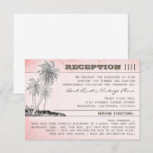 roze palmboom tropisch strand bruiloftsreceptie kaart (Voorkant / Achterkant)