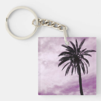Roze palmboom tropische foto sleutelhanger ring