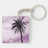 Roze palmboom tropische foto sleutelhanger ring (Achterkant)