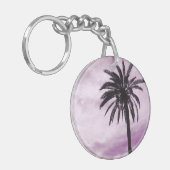 Roze palmboom tropische foto sleutelhanger ring (Voorkant Links)