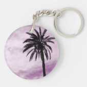 Roze palmboom tropische foto sleutelhanger ring (Achterkant)