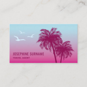 Roze Palmboom Tropische Zonsondergang Reisagent Visitekaartje
