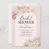 Roze Pampagras Bloem Bruiloft Uitnodiging (Voorkant)