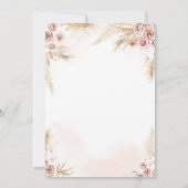 Roze Pampagras Boho Meisje Baby Shower Uitnodiging (Achterkant)