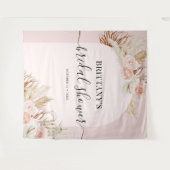 Roze Pampagras Bruiloftsshower Tapijt Wandkleed (Voorkant (horizontaal))