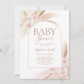Roze Pampas Arch Baby shower Girl Kaart (Voorkant)