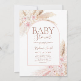 Roze Pampas Arch Baby shower Girl Kaart