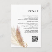 Roze Pampas bruiloft details/informatie kaart (Voorkant)