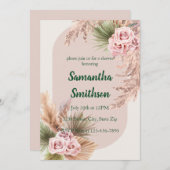 Roze pampa's en bloemen kaart (Voorkant / Achterkant)