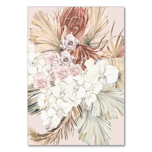 Roze Pampas gedroogd gras Tropisch Oerwoud Floral Kaart (Achterkant)