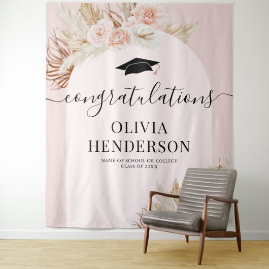 Roze Pampas Gras Afstudeerfeest Wandkleed (In situ)