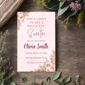 Roze Pampas Gras Boho Uitnodiging voor de Trouwdag