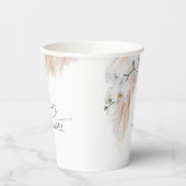 Roze Pampas Gras Witte Orchideeën Tropisch Exotisc Papieren Bekers (Links)