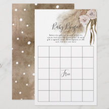 Roze Pampas Grass Baby shower Bingo Game