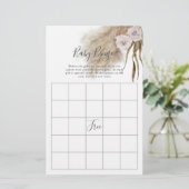 Roze Pampas Grass Baby shower Bingo Game (Staand voorkant)