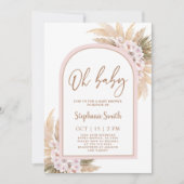 Roze Pampas Grass Baby shower Girl Invitation Kaart (Voorkant)