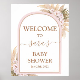 Roze Pampas Grass Baby shower Girl Welkomstteken Poster
