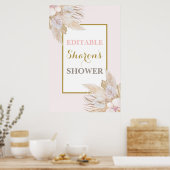 Roze Pampas Grass baby shower meisjesbord Poster (Keuken)