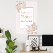 Roze Pampas Grass baby shower meisjesbord Poster (Thuiskantoor)