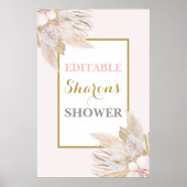 Roze Pampas Grass baby shower meisjesbord Poster (Voorkant)