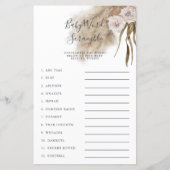 Roze Pampas Grass Baby Word Scramble Game (Voorkant)