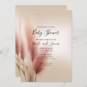Roze Pampas Grass Bohemian Boho Baby shower Kaart (Voorkant / Achterkant)