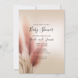 Roze Pampas Grass Bohemian Boho Baby shower Kaart