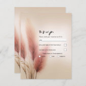 Roze Pampas Grass Bohemian Boho Bruiloft RSVP Kaart (Voorkant / Achterkant)