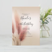 Roze Pampas Grass Bohemian Boho Verjaardagsfeestje Kaart (Staand voorkant)