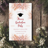 Roze Pampas Grass Boho Afstuderen Uitnodiging