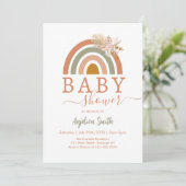 Roze Pampas Grass Boho Rainbow Baby shower Kaart (Staand voorkant)