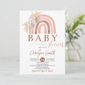 Roze Pampas Grass Boho Rainbow Baby shower Kaart (Staand voorkant)
