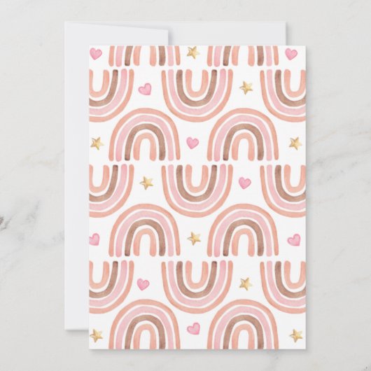 Roze Pampas Grass Boho Rainbow Baby shower Kaart (Achterkant)