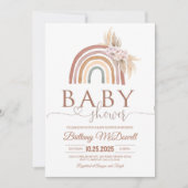 Roze Pampas Grass Boho Rainbow Baby shower Kaart (Voorkant)
