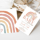 Roze Pampas Grass Boho Rainbow Baby shower Kaart
