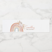 Roze Pampas Grass Boho Rainbow Waterfles Etiket (Enkel label)