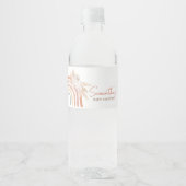 Roze Pampas Grass Boho Rainbow Waterfles Etiket (Voorkant)