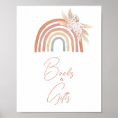 Roze Pampas Grass Boho Regenboog Boeken en geschen Poster (Voorkant)