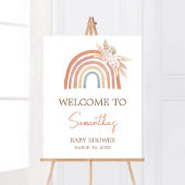 Roze Pampas Grass Boho Regenboog Welkom Poster
