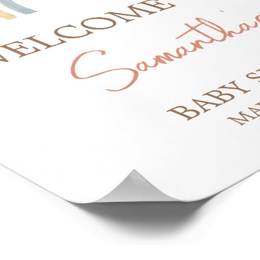 Roze Pampas Grass Boho Regenboog Welkom Poster (Hoek)