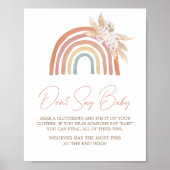 Roze Pampas Grass Boho Regenboog Zeg niet Baby Poster (Voorkant)
