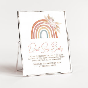 Roze Pampas Grass Boho Regenboog Zeg niet Baby Poster