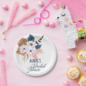 Roze Pampas Grass en Veer Vrijgezellenfeest Papieren Bordje (Feest)