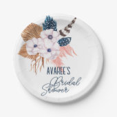 Roze Pampas Grass en Veer Vrijgezellenfeest Papieren Bordje (Voorkant)