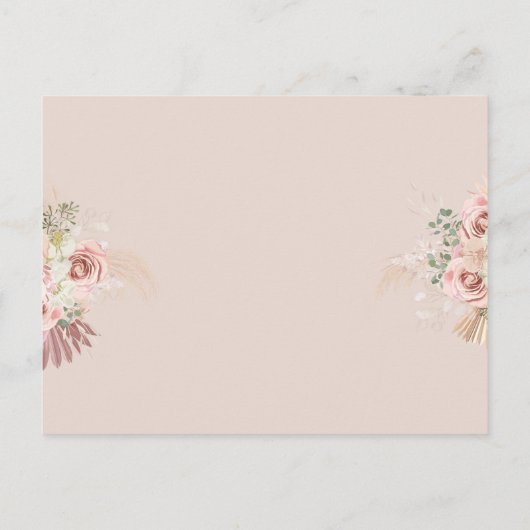 Roze Pampas Grass Gold Arch Eerste Heilige Communi Uitnodiging Briefkaart (Achterkant)